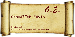 Ozsváth Edvin névjegykártya
